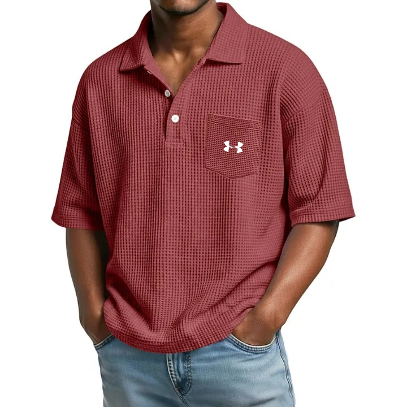 Texturerad Kortärmad Polo - Utförsäljning