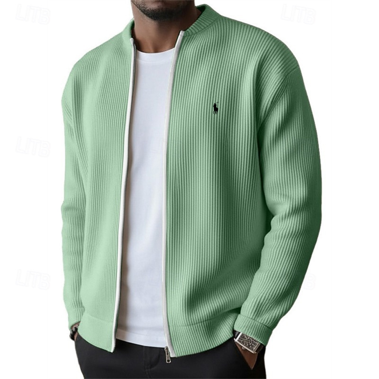 2026 Herrens Ribbade Zip-Up Tröja - Utförsäljning