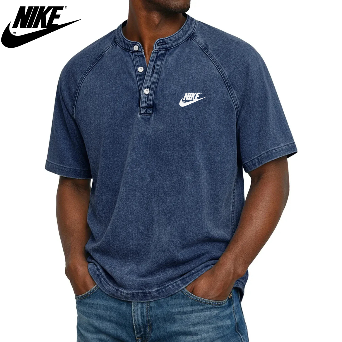 Klassisk Knapp-Hals Henley T-shirt || Utförsäljning