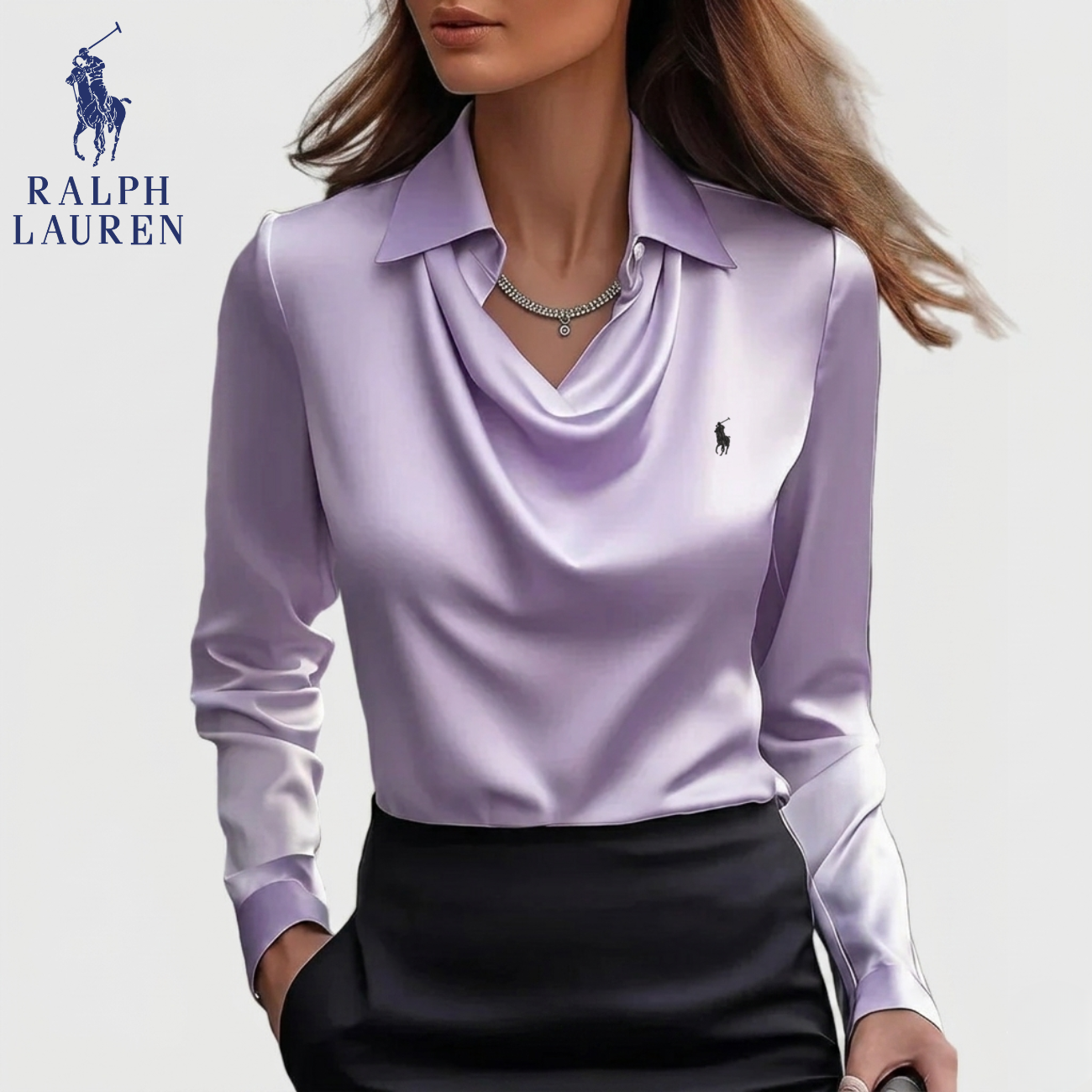 Elegant Satindraperad Blus || Utförsäljning