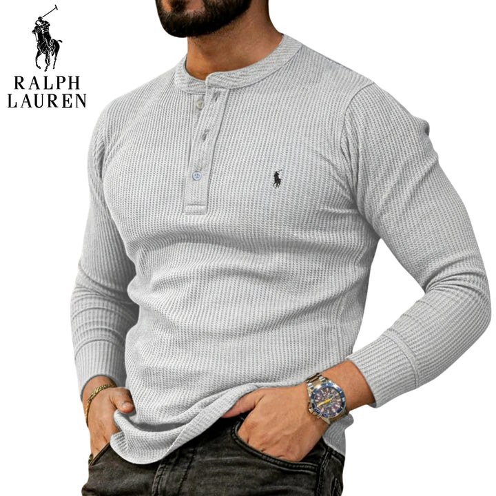 Casual Henley Långärmad Tröja || REA UTGÅENDE VAROR