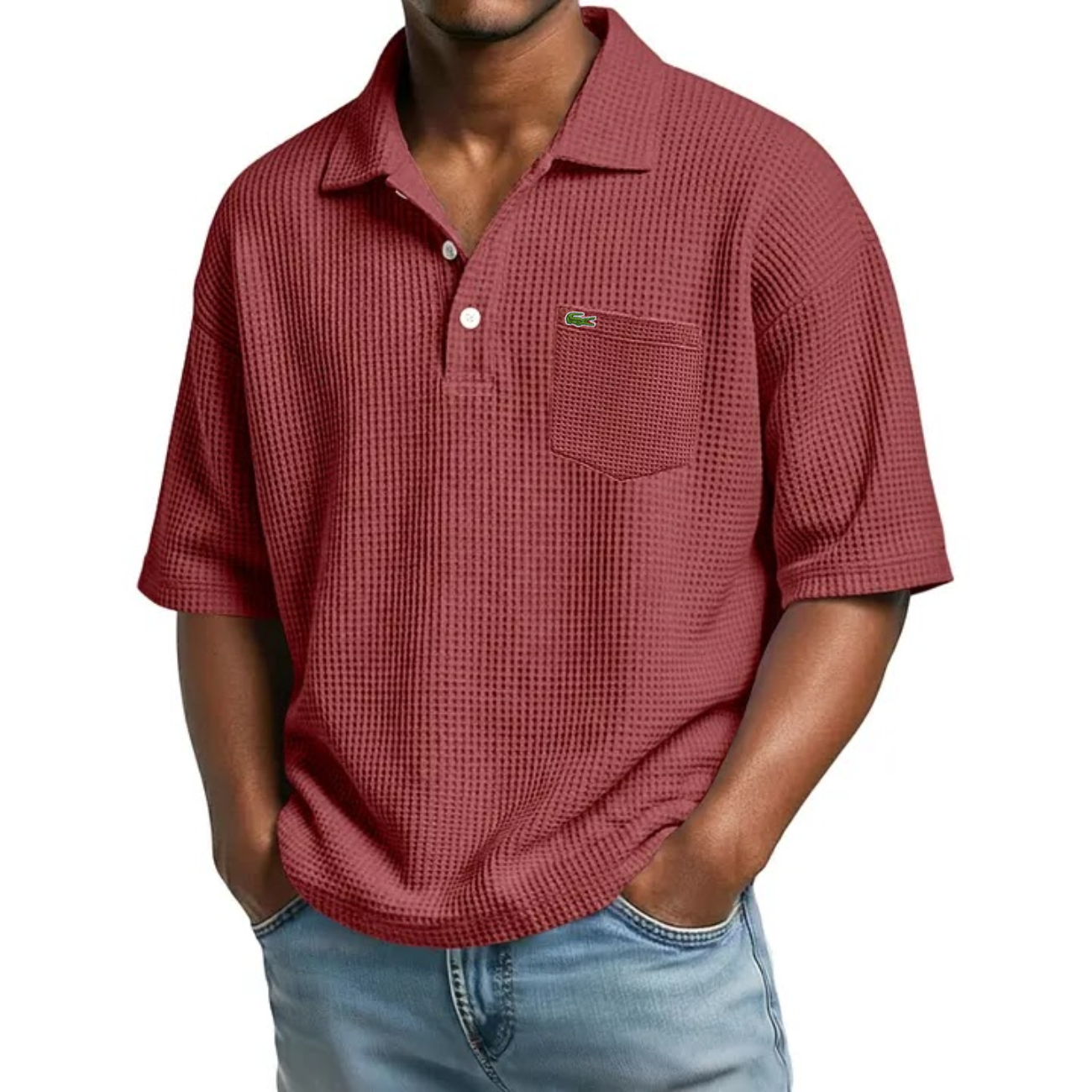Texturerad Kortärmad Polo - Utförsäljning