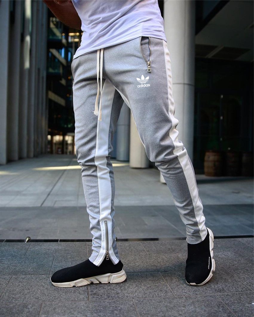 Tvåfärgade Joggingbyxor med Dragkedjor - Streetwearstil
