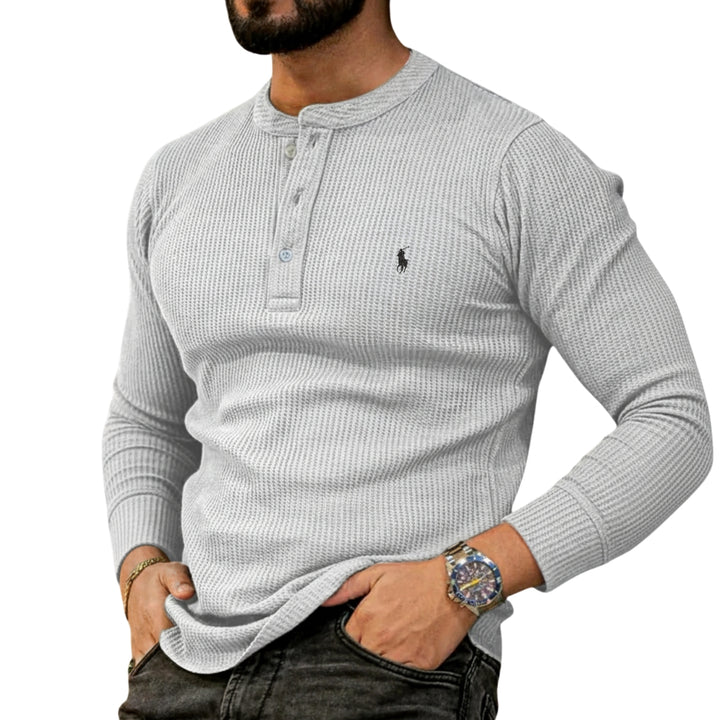 Casual Henley Långärmad Tröja - REA UTGÅENDE VAROR