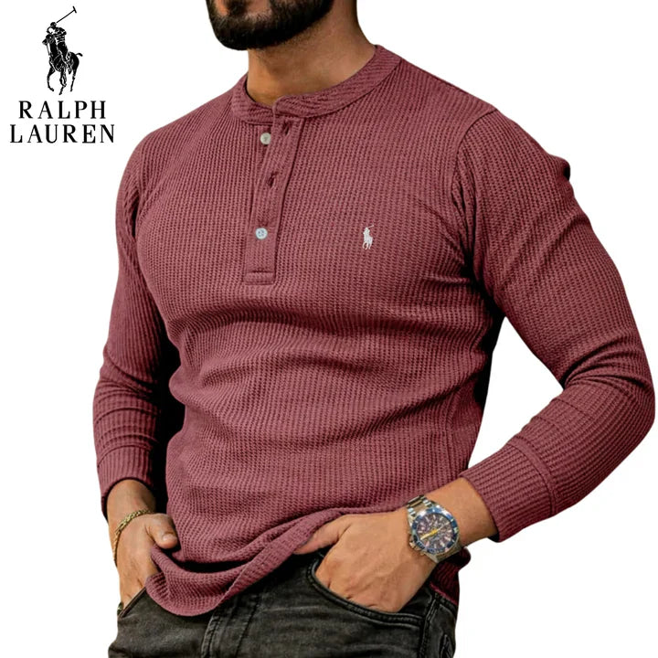 Casual Henley Långärmad Tröja || REA UTGÅENDE VAROR
