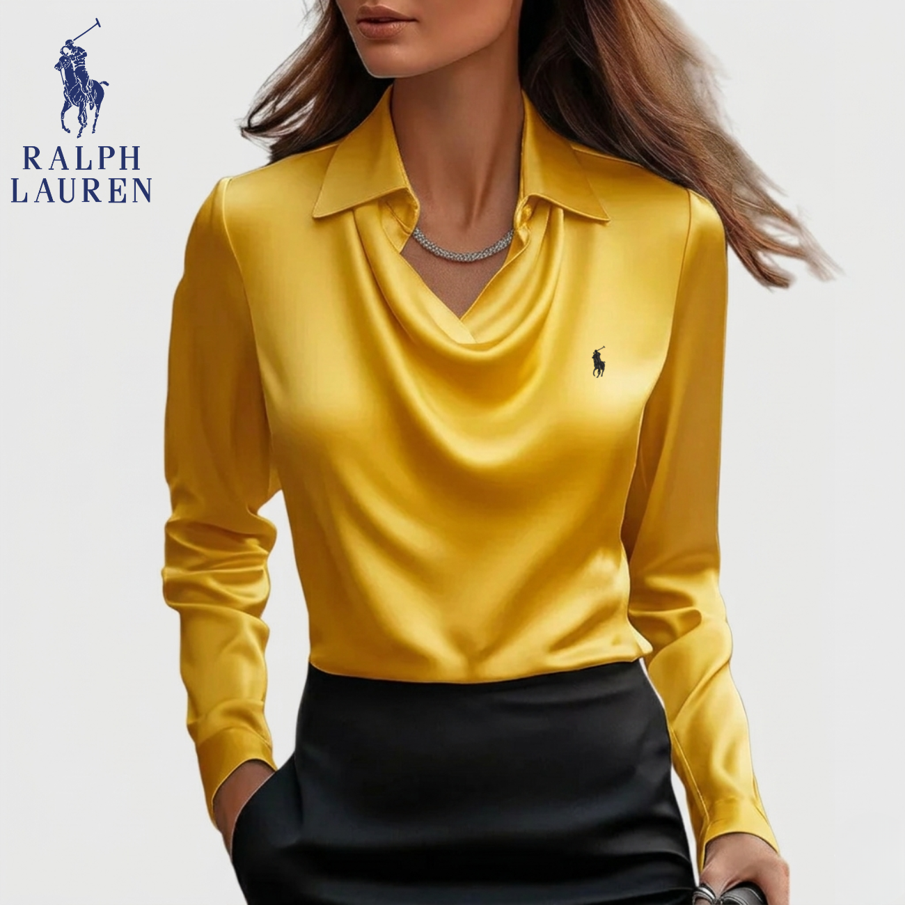 Elegant Satindraperad Blus || Utförsäljning