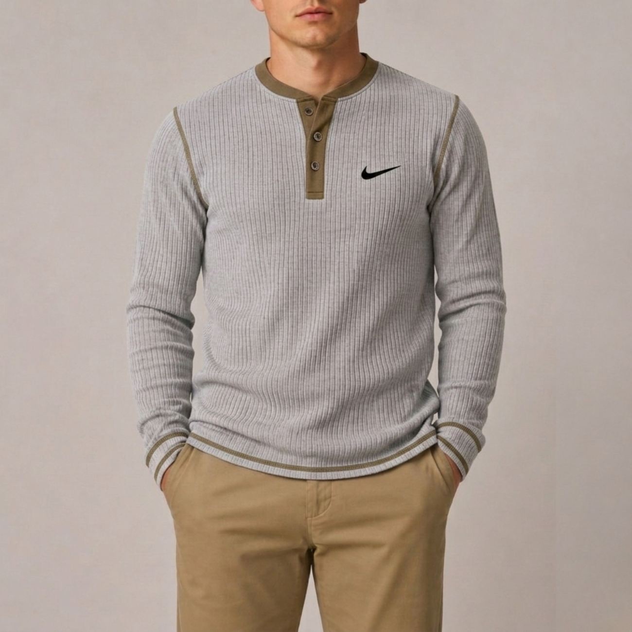 Ribbstickad Henley - Utförsäljning