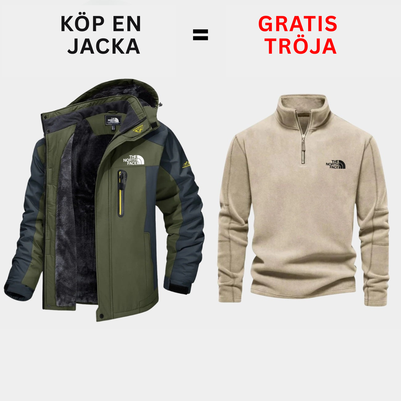 Isolerad utomhusjacka + Gratis tröja — Erbjudande under begränsad tid