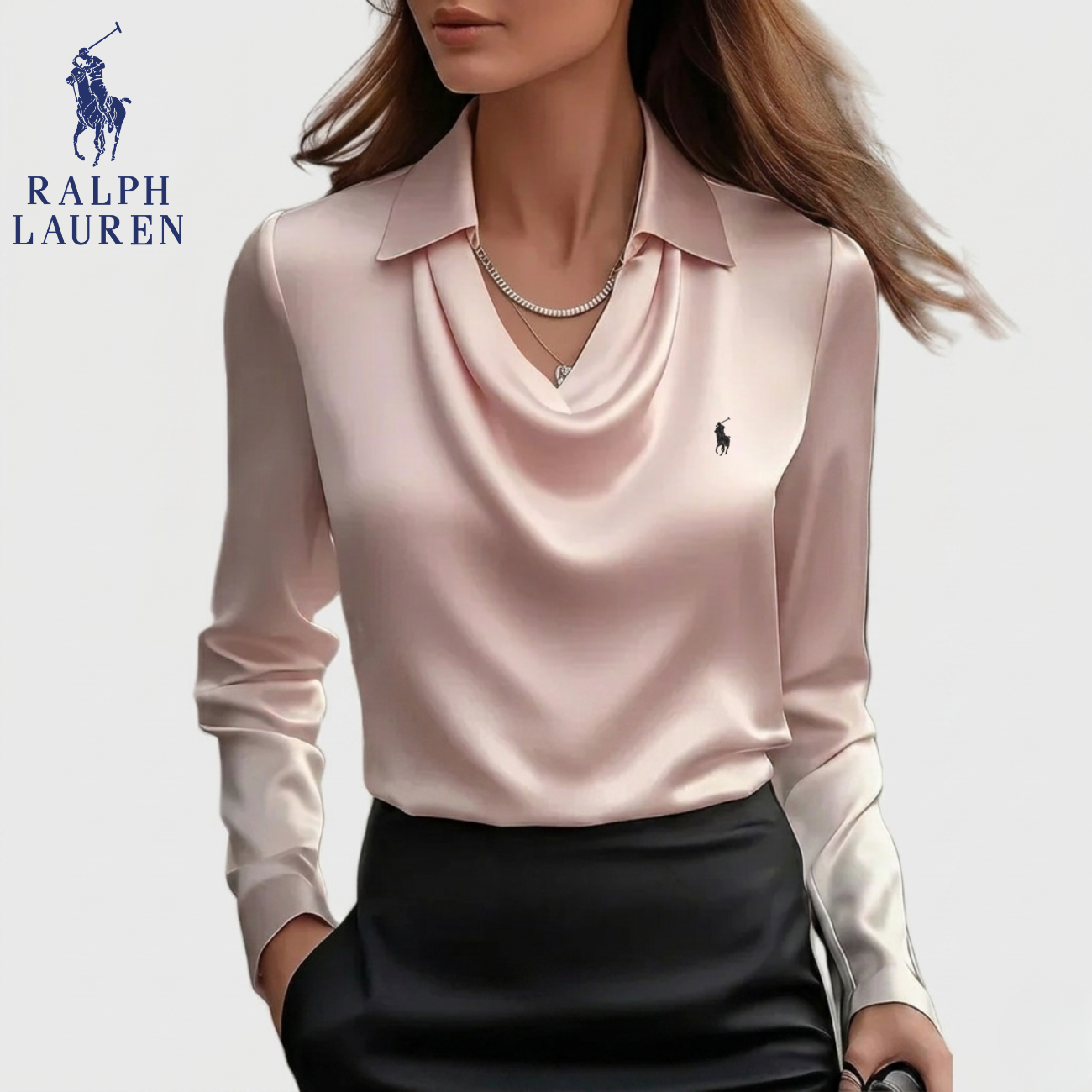 Elegant Satindraperad Blus || Utförsäljning