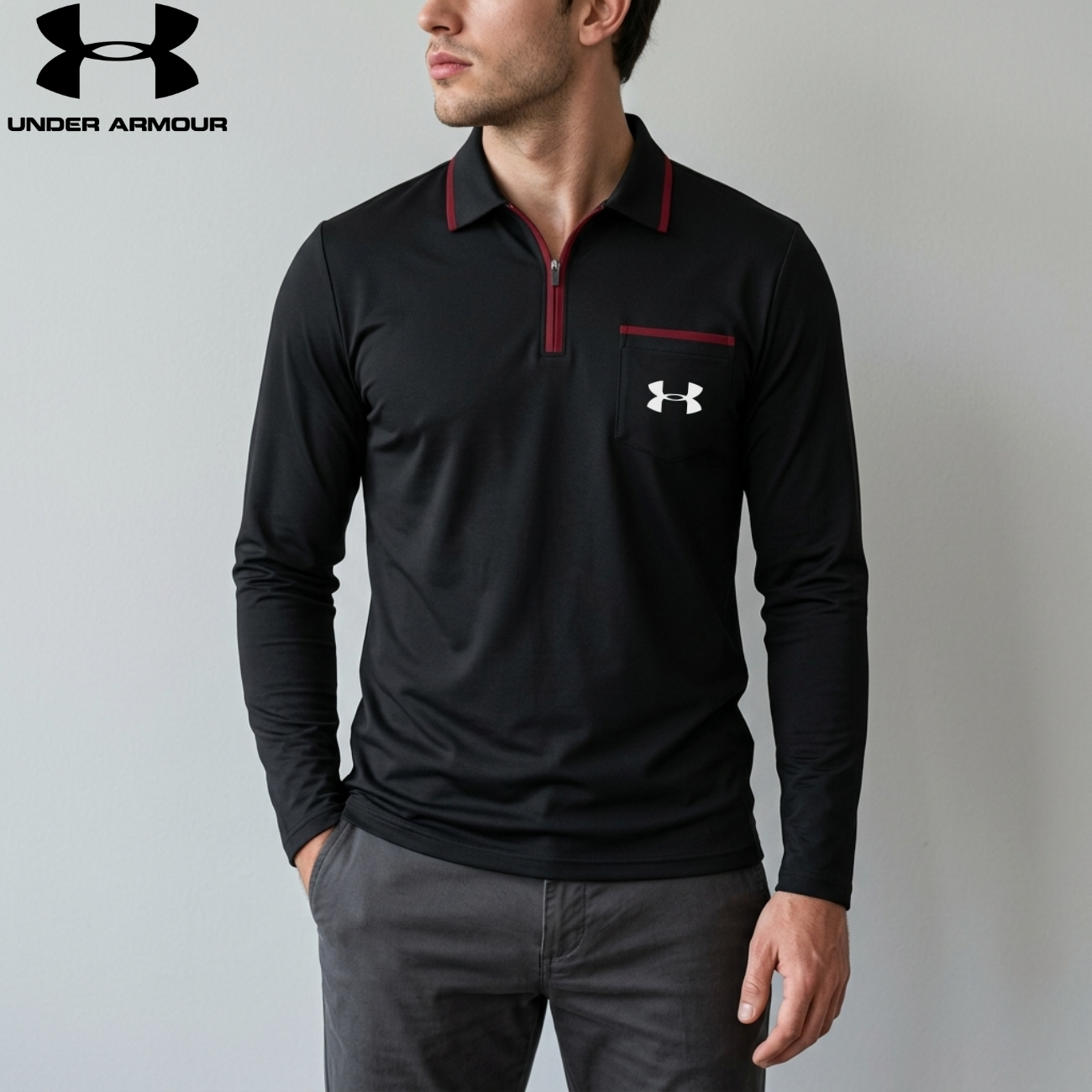 Quarter-Zip Långärmad Polo || Utförsäljning
