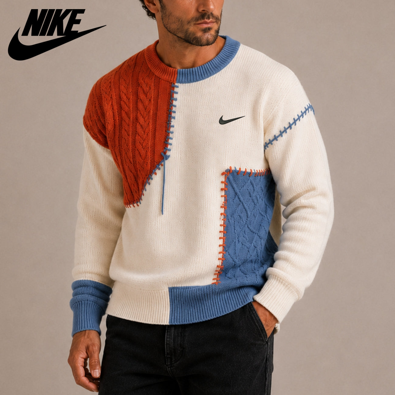 Colorblock Stickad Tröja || Utförsäljning