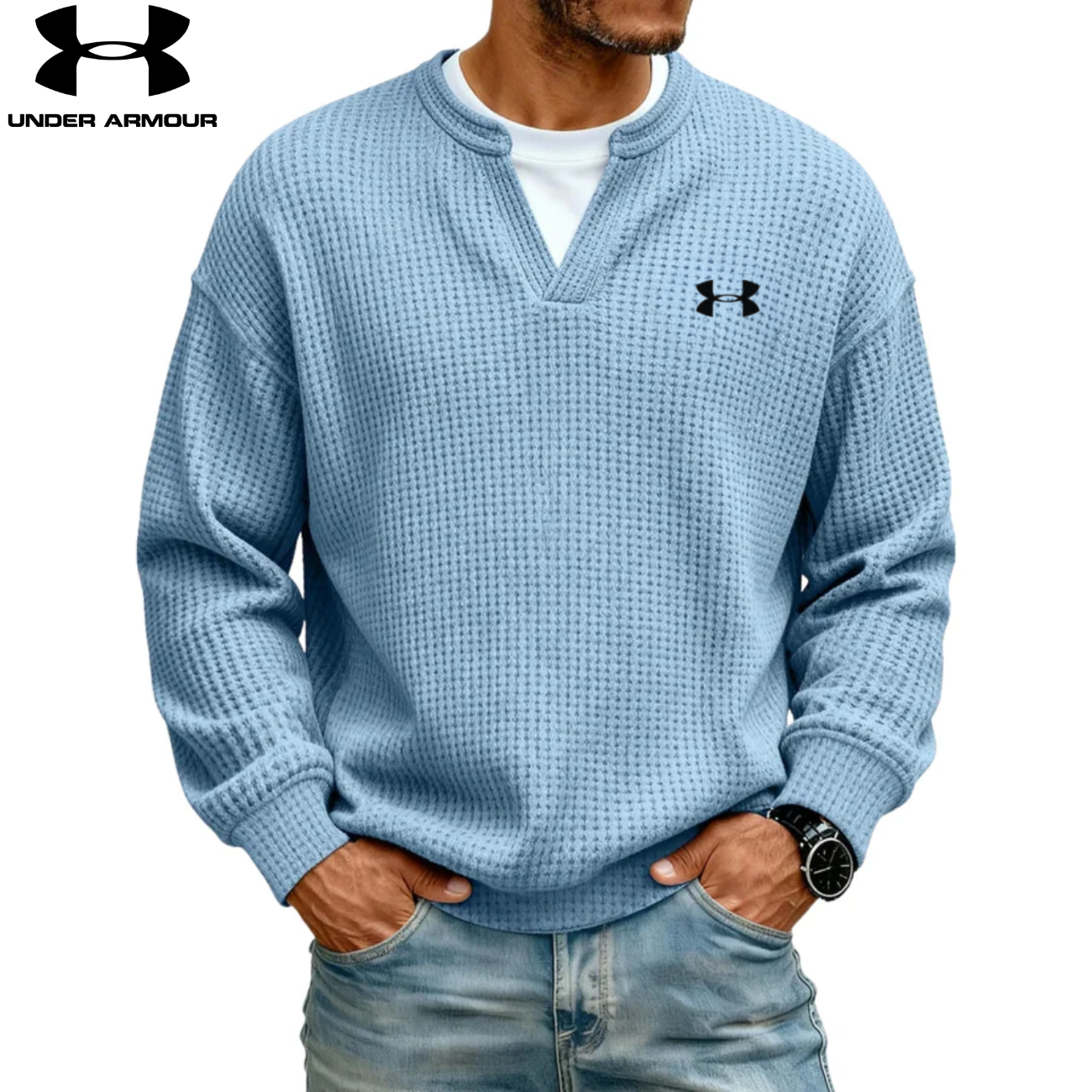 Strukturerad V-ringad Sweatshirt || UTFÖRSÄLJNING