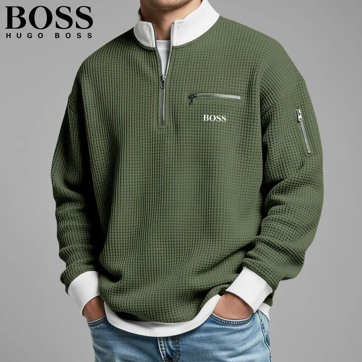2026 Våffelstickad Quarter-Zip Pullover || Utförsäljning