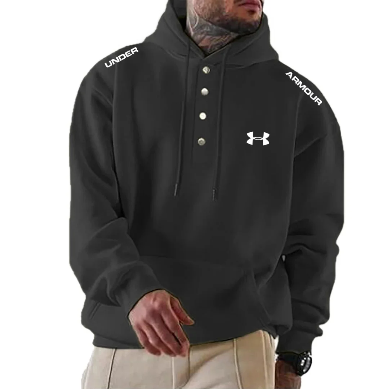 2026 Modern knapp-hoodie - Utförsäljning