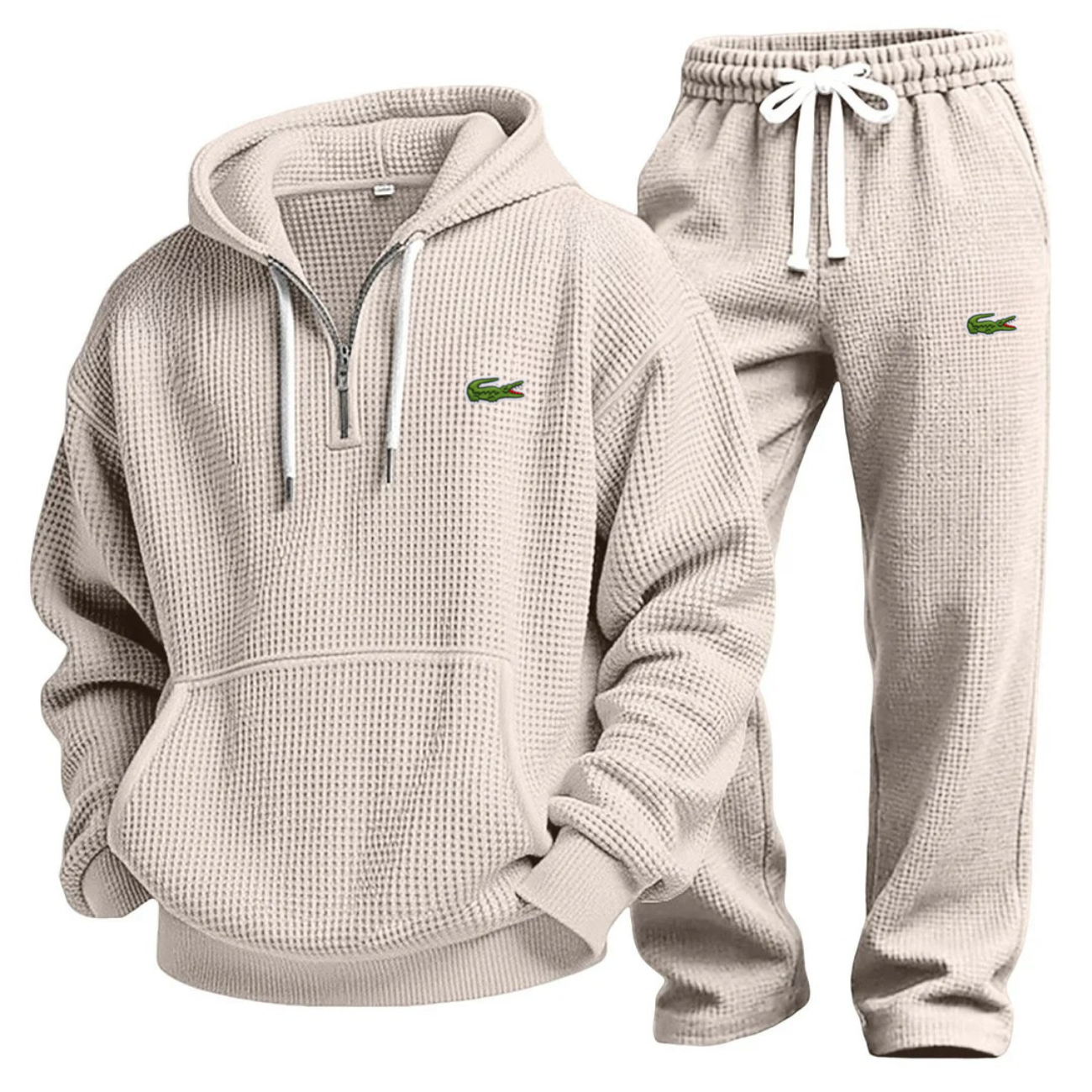 Prestandaset med Våffelstickad Hoodie och Joggingbyxa - Utförsäljning