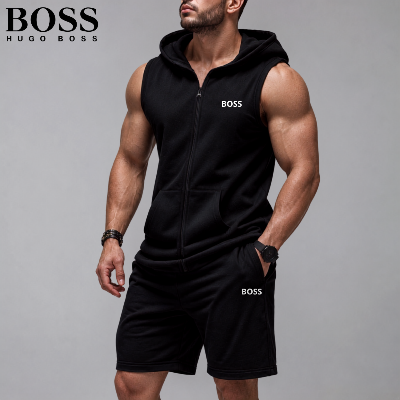 Ärmlös Hoodie & Shorts Set || Utförsäljning