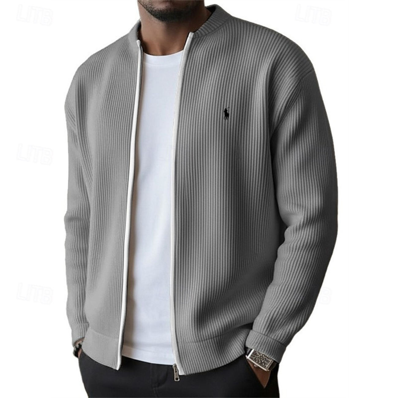 2026 Herrens Ribbade Zip-Up Tröja - Utförsäljning