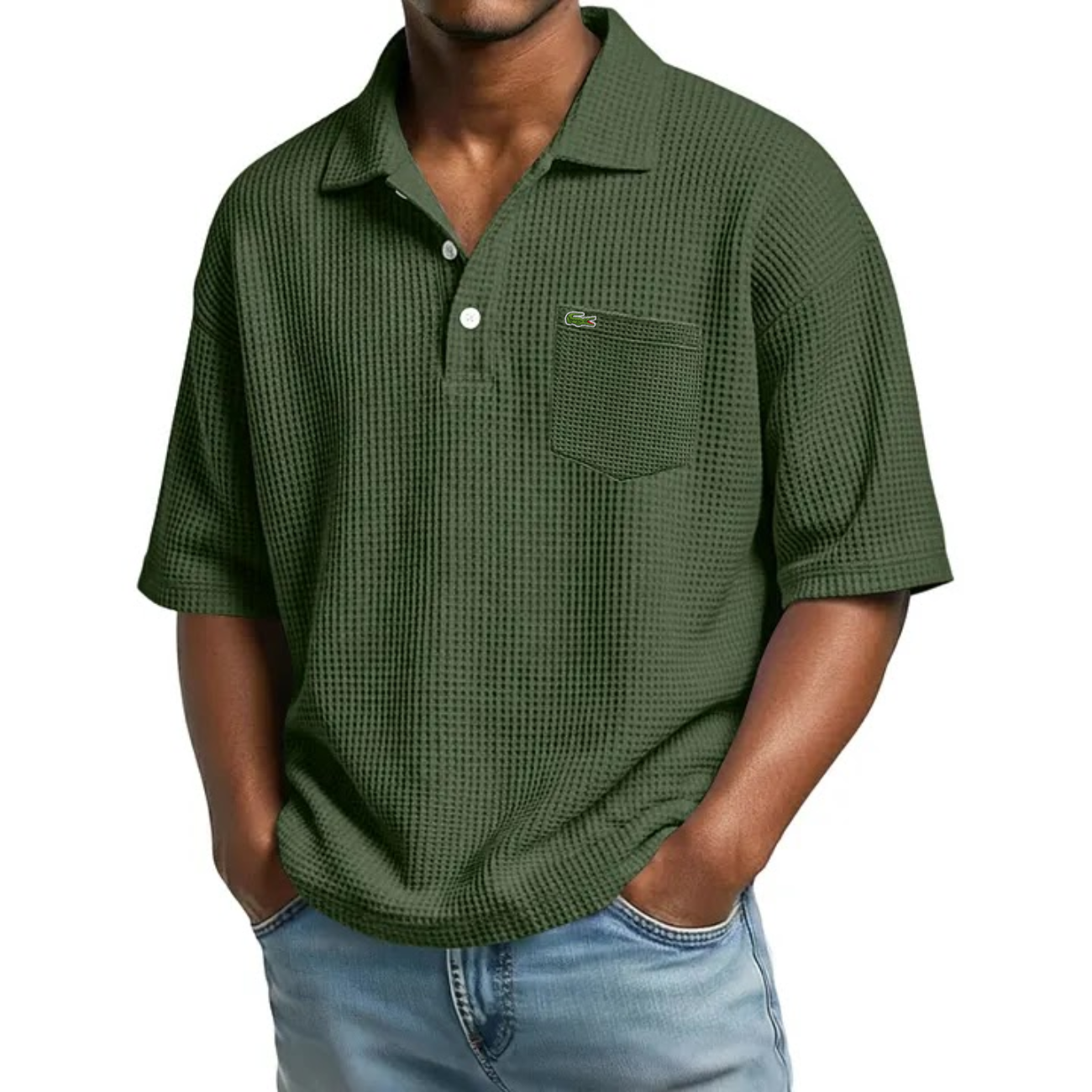 Texturerad Kortärmad Polo - Utförsäljning