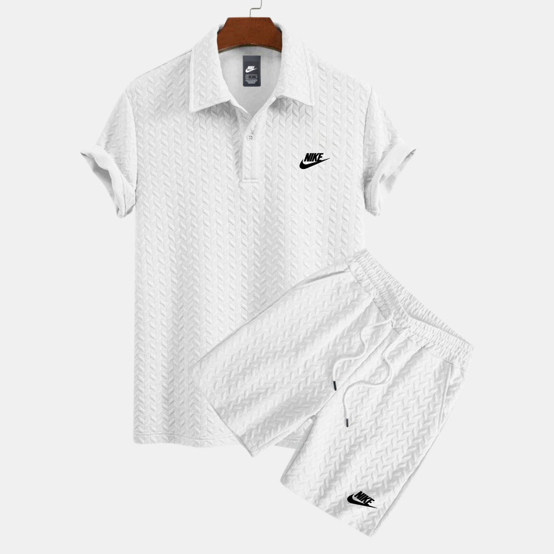 Texturerad Polo- och Shortsset - LAGERRRENSNINGSPRIS