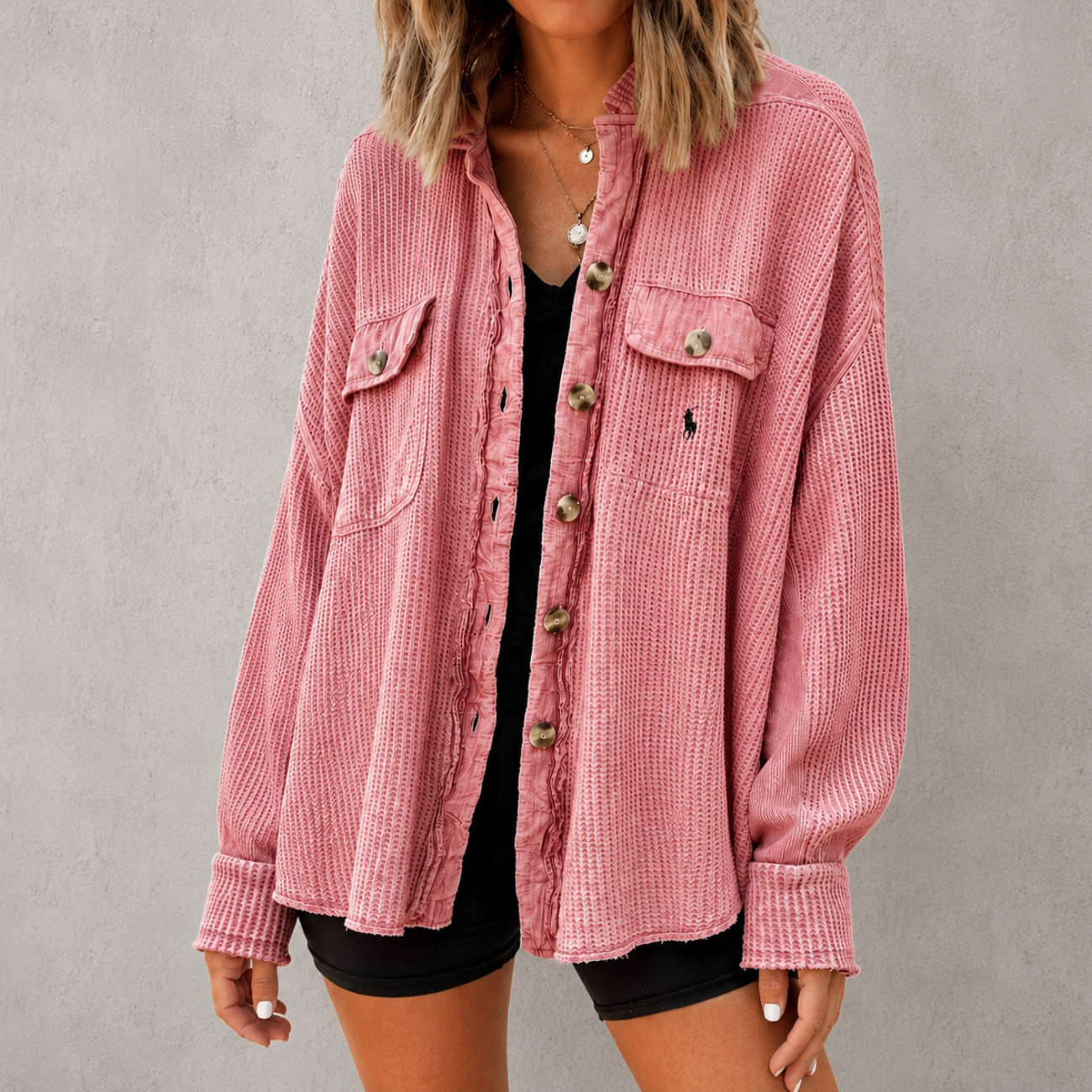 Oversized Waffelstickad Pullover - Utförsäljning