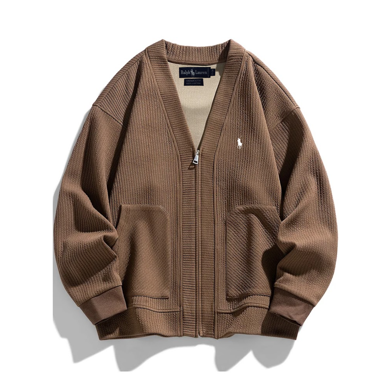 2026 Zip-up Cardigan i Strukturstickning - UTFÖRSÄLJNING