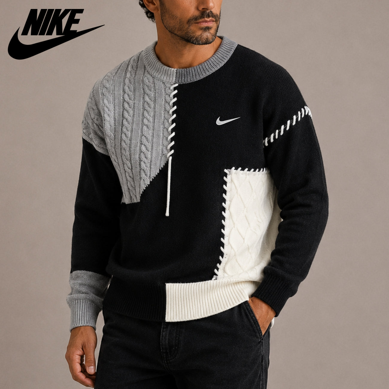 Colorblock Stickad Tröja || Utförsäljning