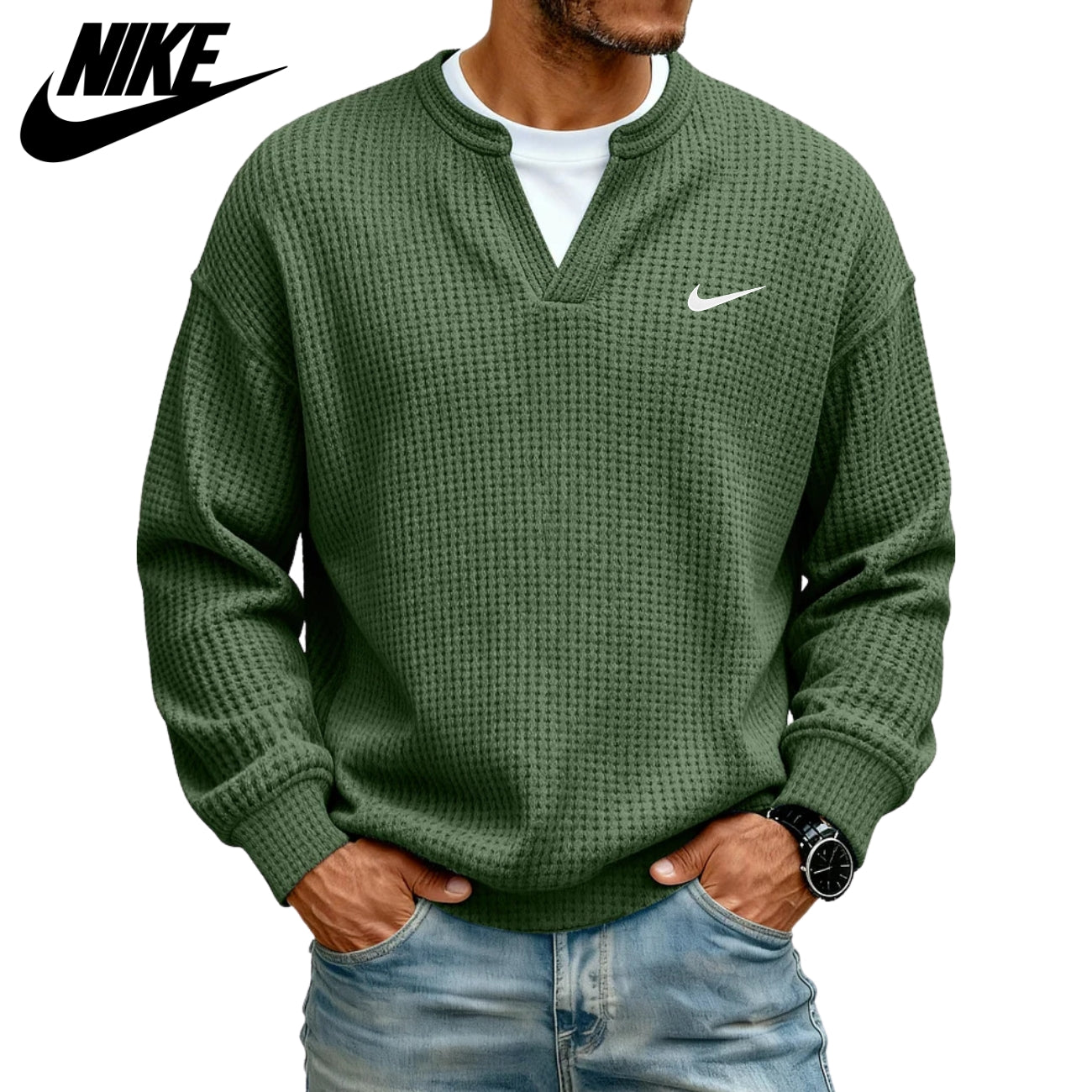 Strukturerad V-ringad Sweatshirt || UTFÖRSÄLJNING