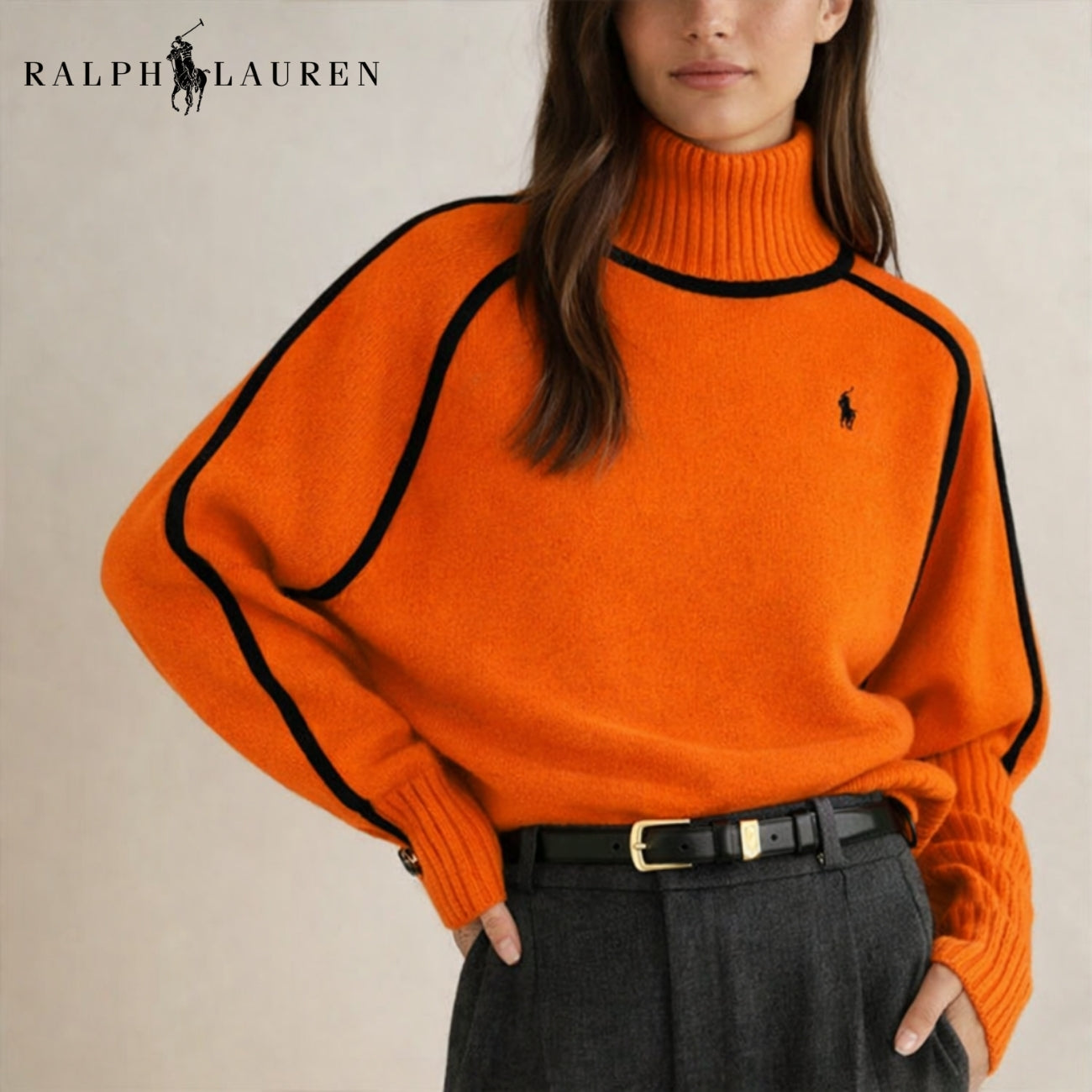 Elegant Kontraststickad Polotröja || Utförsäljning