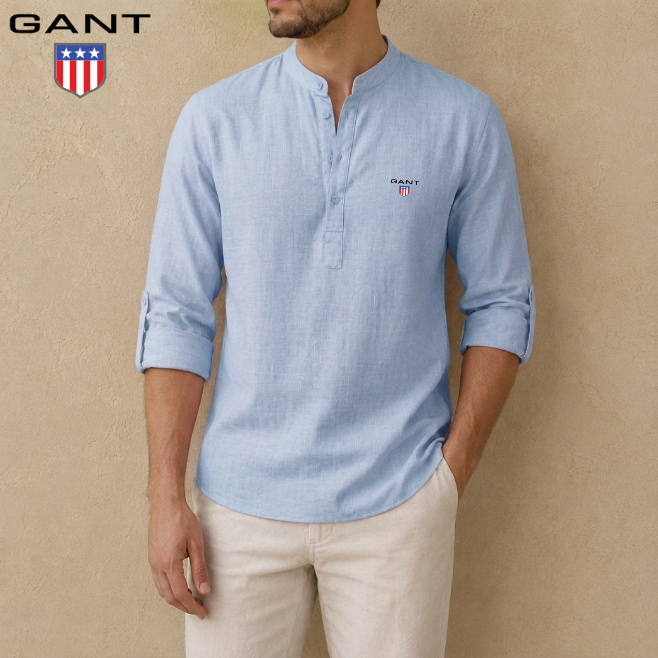 Linen Henley Skjorta || Utförsäljning