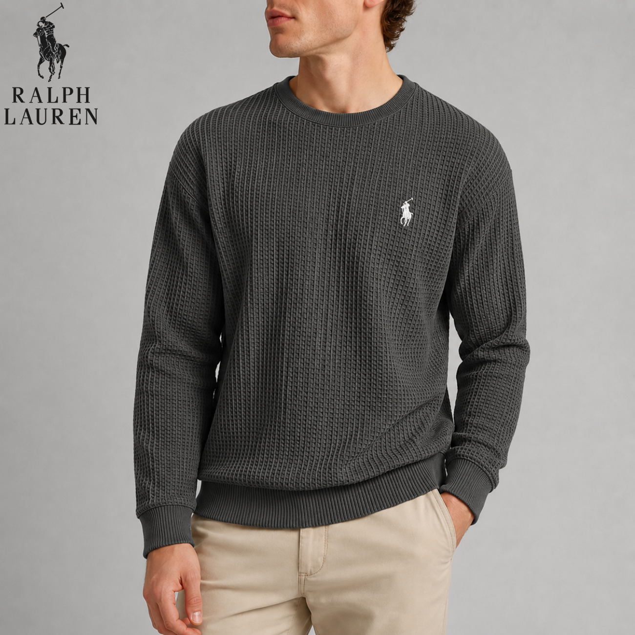 Waffle-Knit Crewneck || Utförsäljning