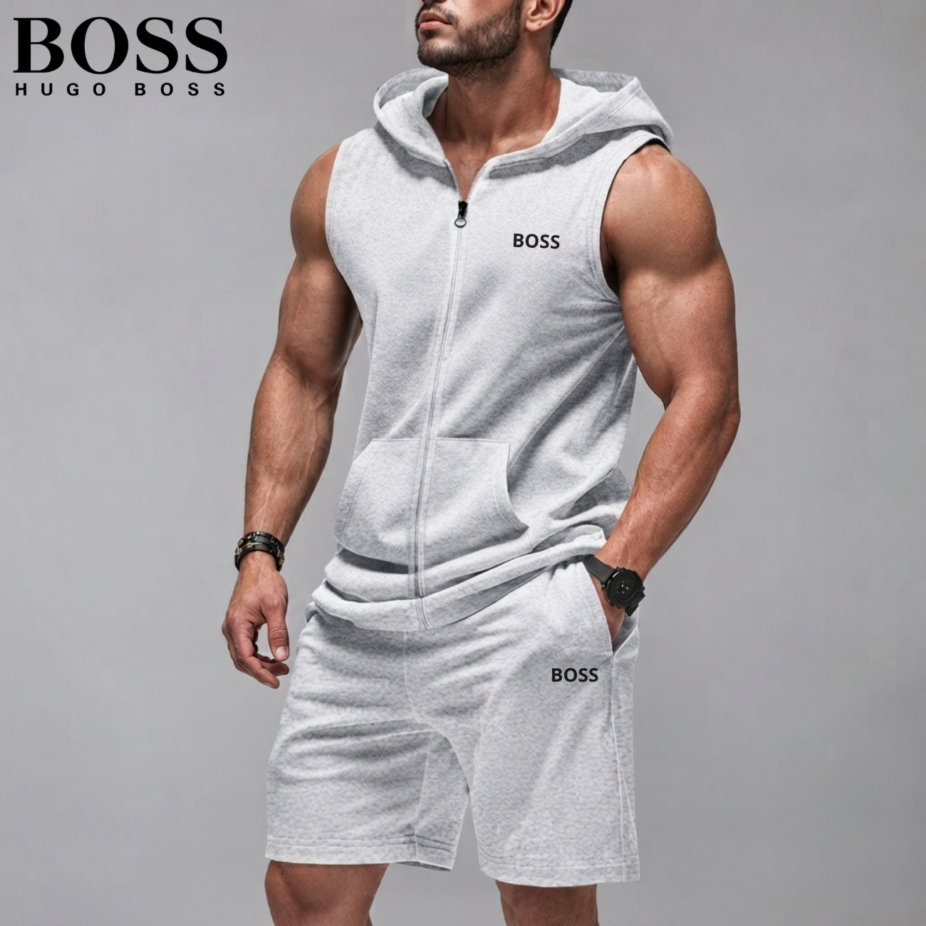Ärmlös Hoodie & Shorts Set || Utförsäljning