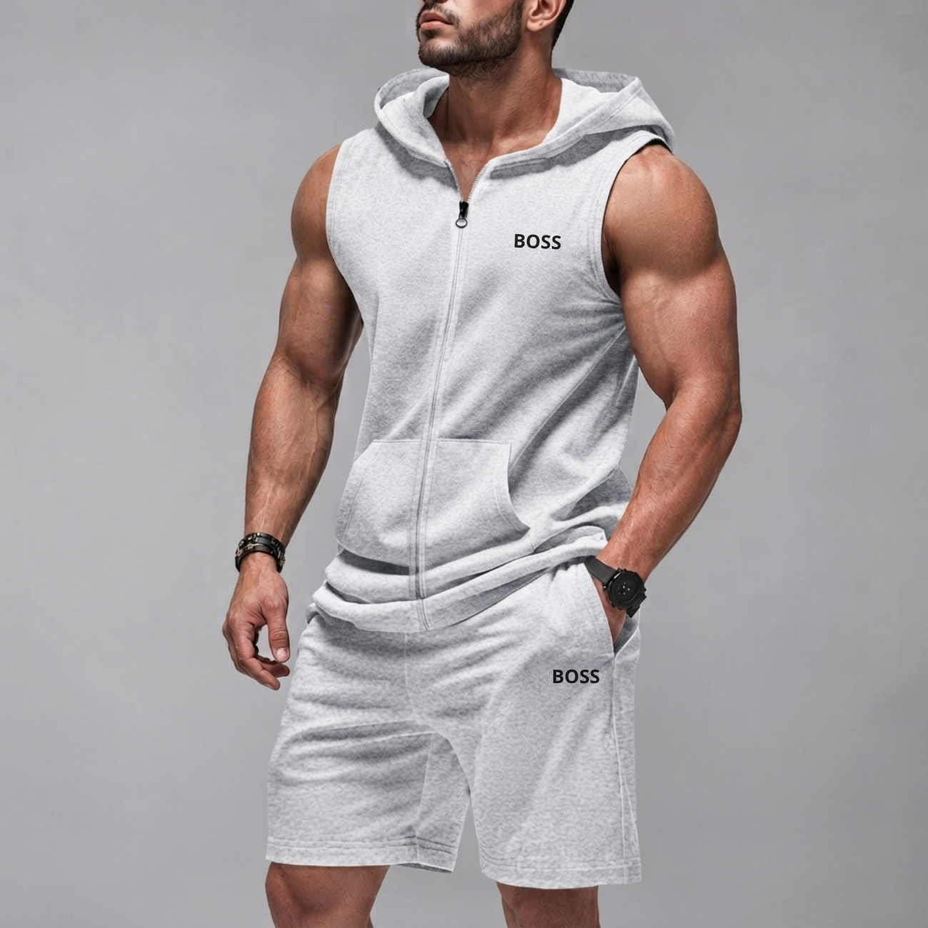 Ärmlös Hoodie & Shorts Set - Utförsäljning