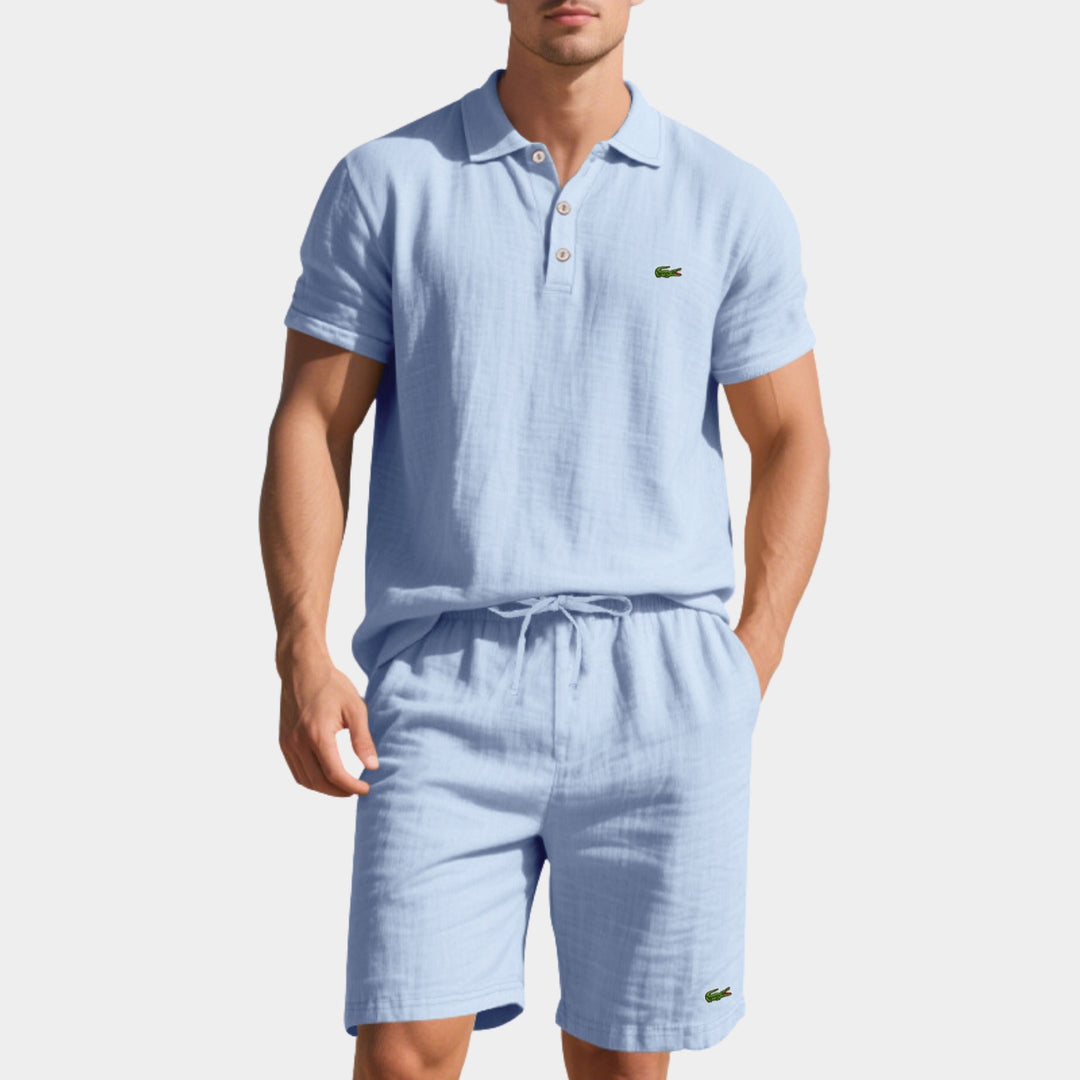 Avslappnad Polo- & Shortsset för Herr - LAGERRRENSNINGSPRIS