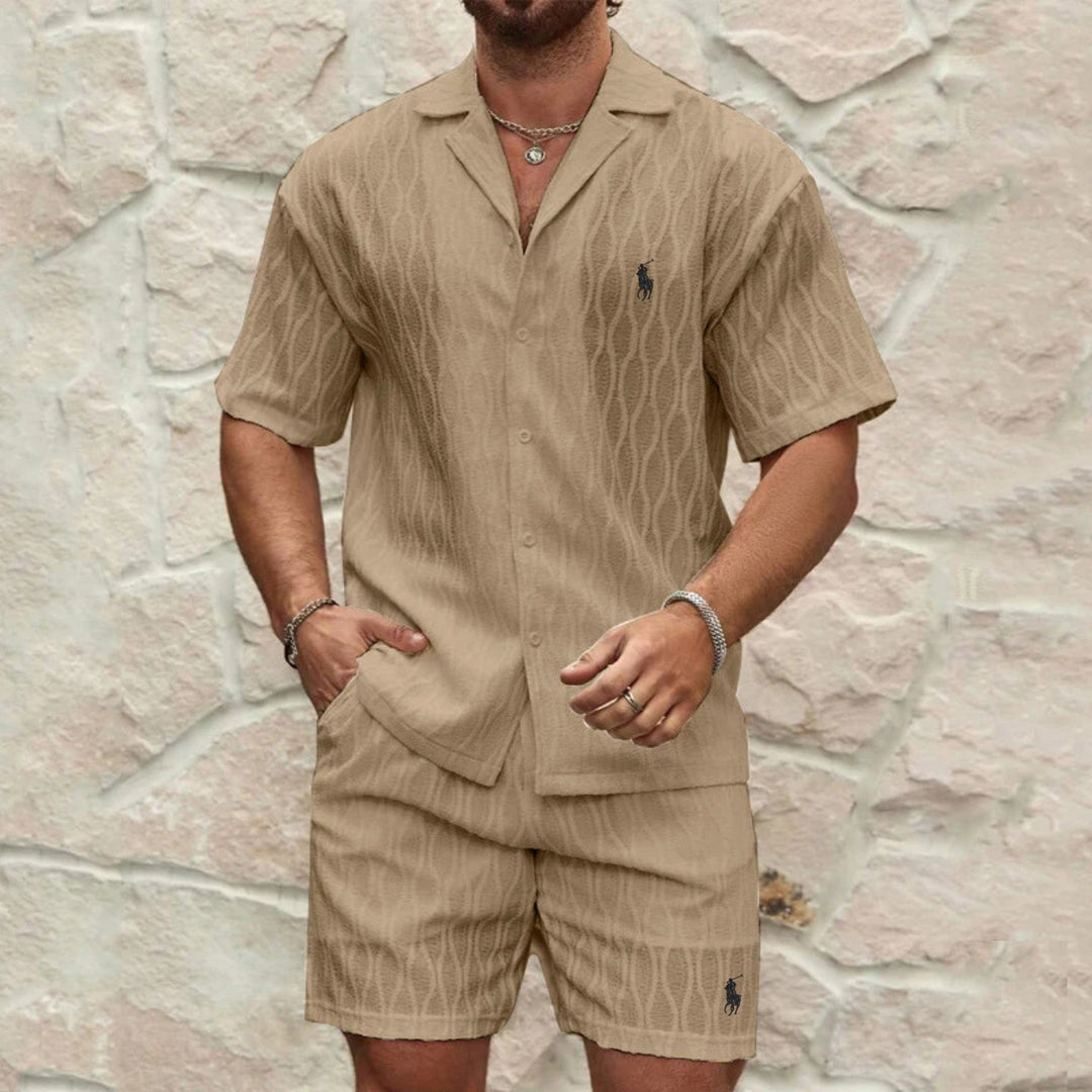 Sommarset med Texturerad Skjorta & Shorts - LAGERRRENSNINGSPRIS