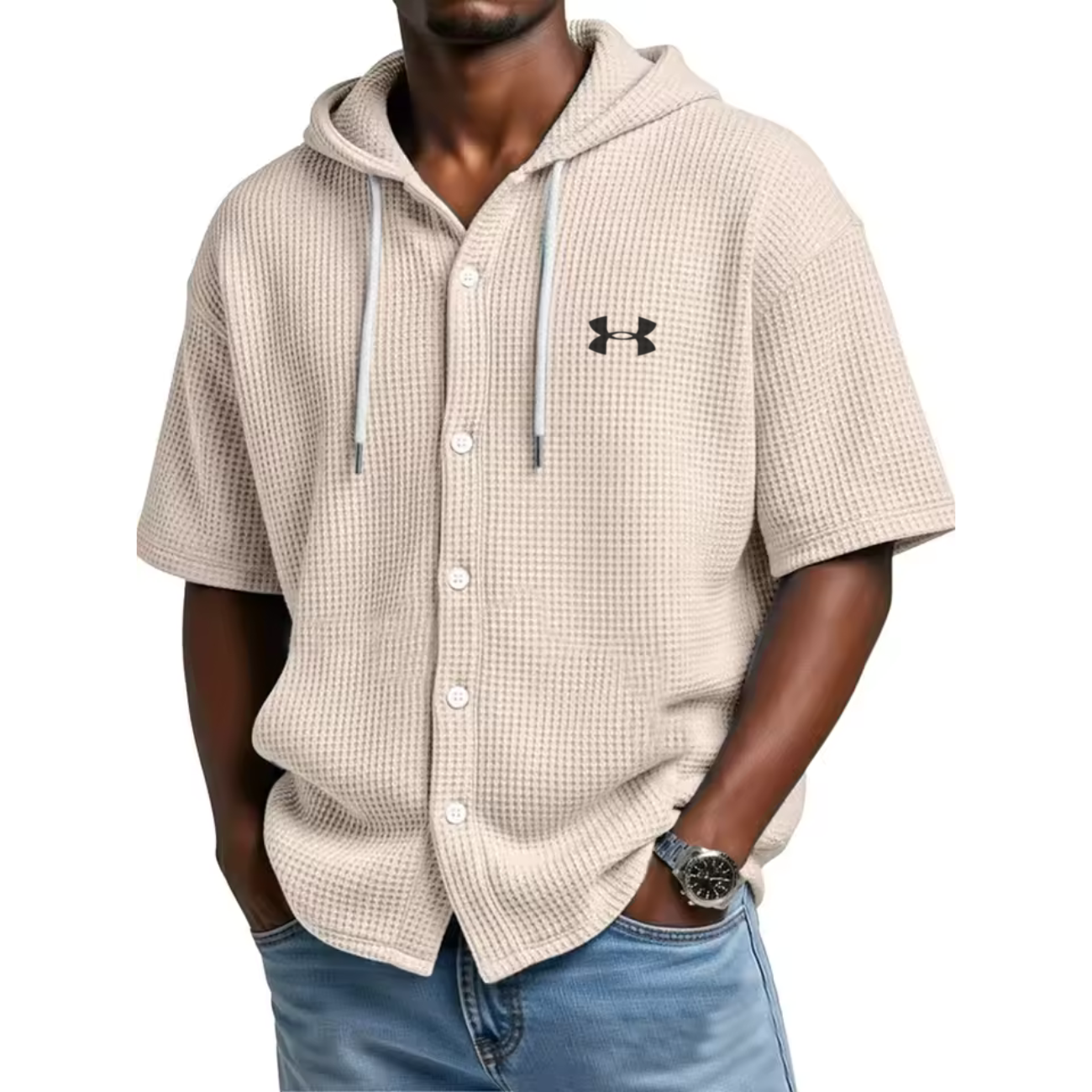 Waffelstickad Hybrid Performance Hoodie - Utförsäljning