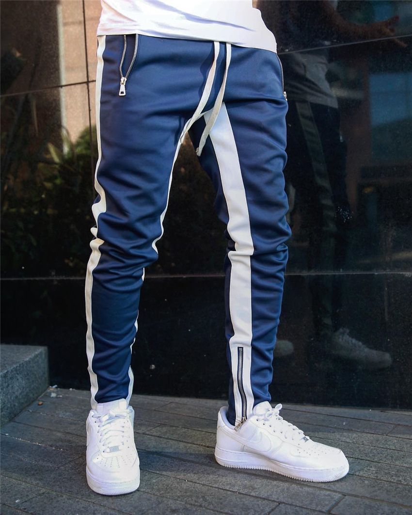Tvåfärgade Joggingbyxor med Dragkedjor - Streetwearstil