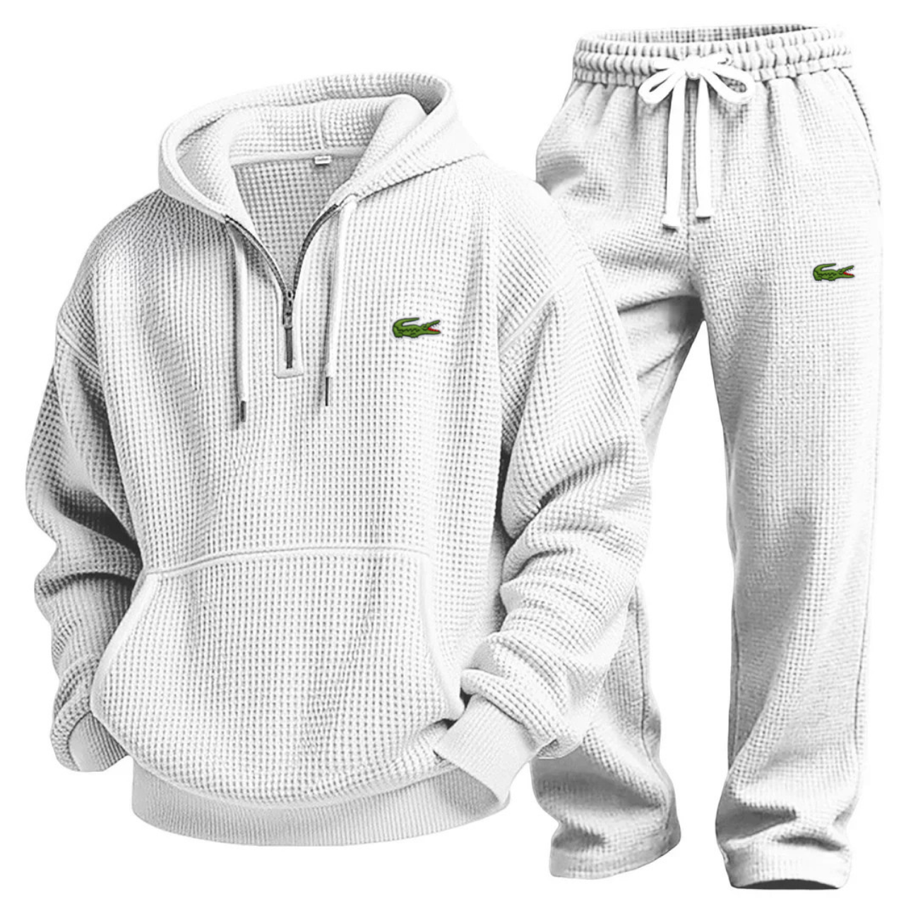 Prestandaset med Våffelstickad Hoodie och Joggingbyxa - Utförsäljning