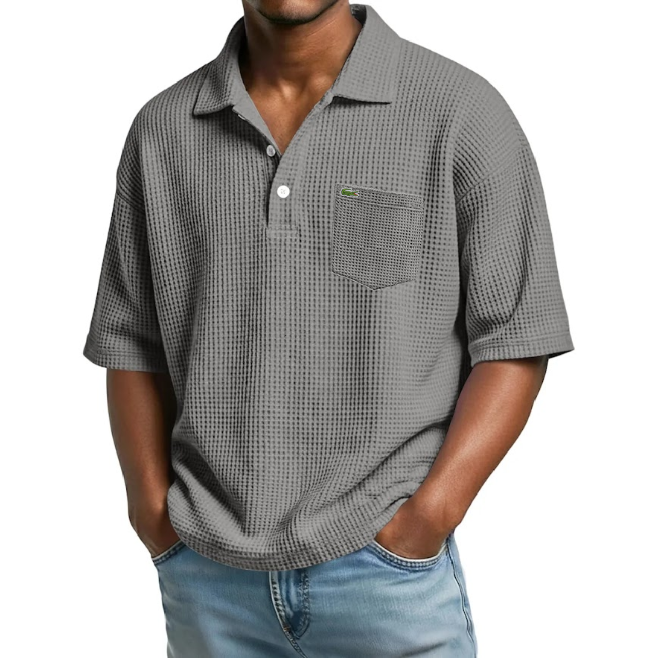 Texturerad Kortärmad Polo - Utförsäljning