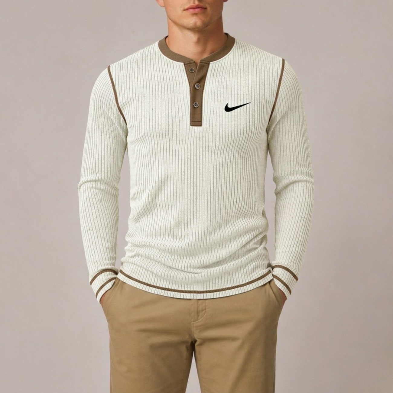 Ribbstickad Henley - Utförsäljning