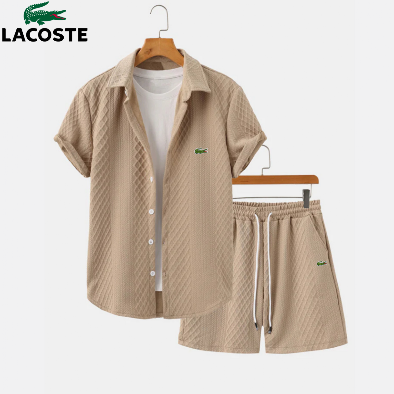 2026 Herrarnas sommarstickade skjorta och shorts-set || Utförsäljning