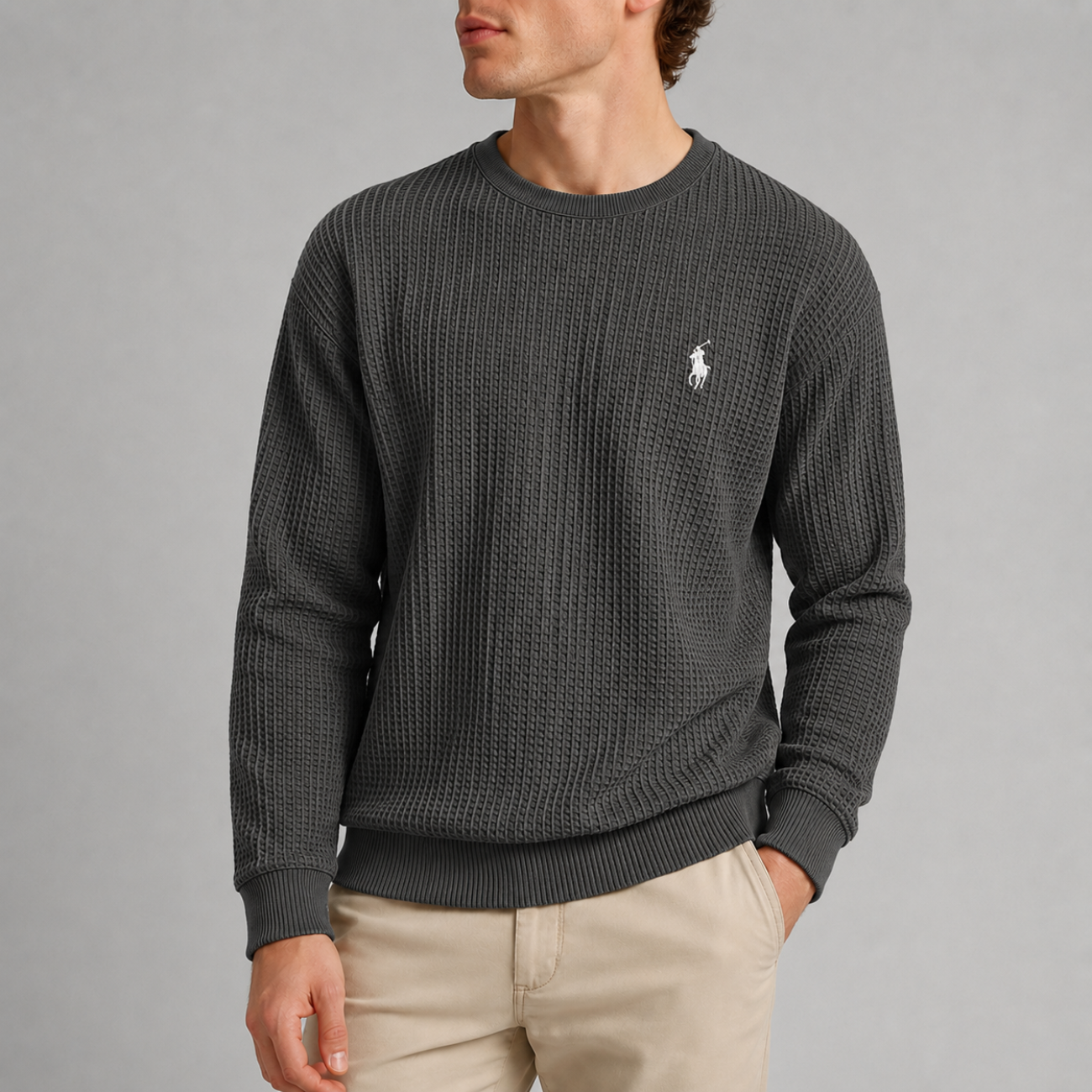 Waffle-Knit Crewneck - Utförsäljning