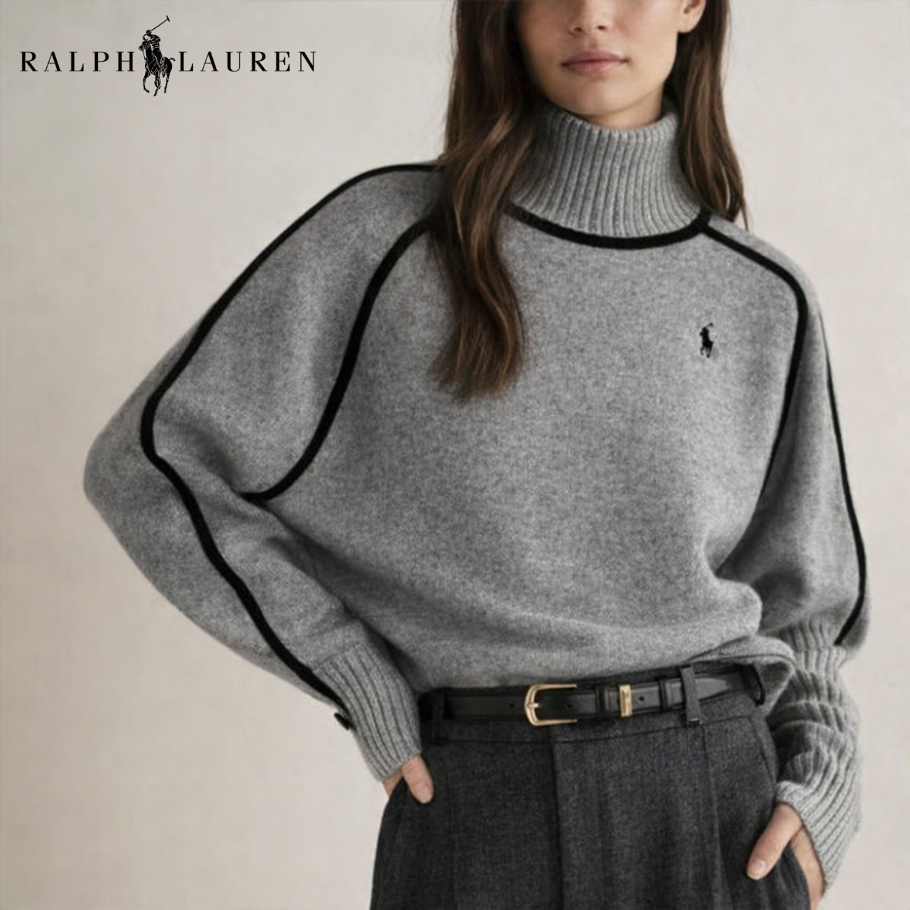 Elegant Kontraststickad Polotröja || Utförsäljning