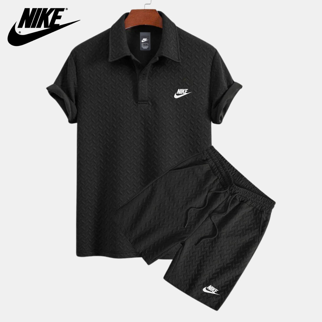 Texturerad Polo- och Shortsset || LAGERRRENSNINGSPRIS