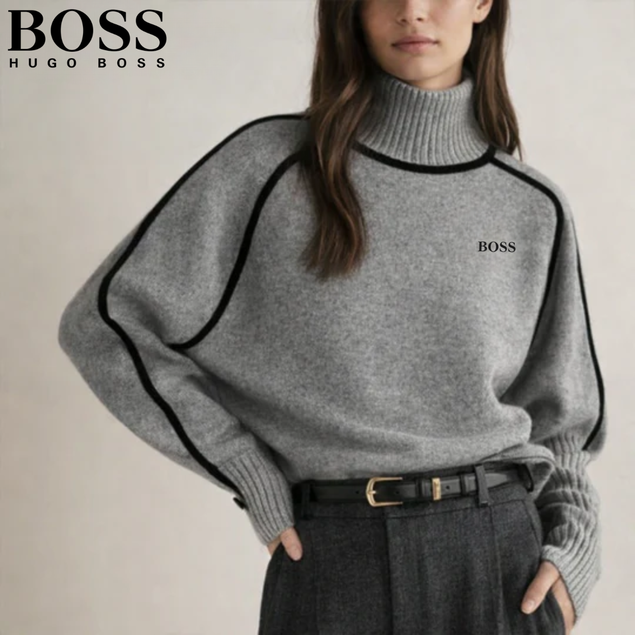 Elegant Kontraststickad Polotröja || Utförsäljning