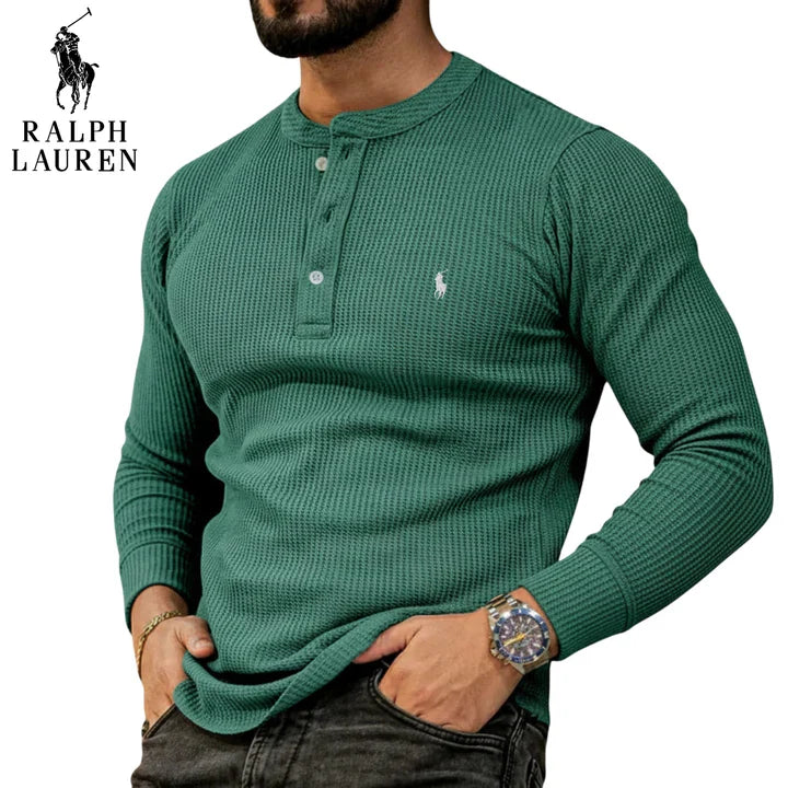 Casual Henley Långärmad Tröja || REA UTGÅENDE VAROR