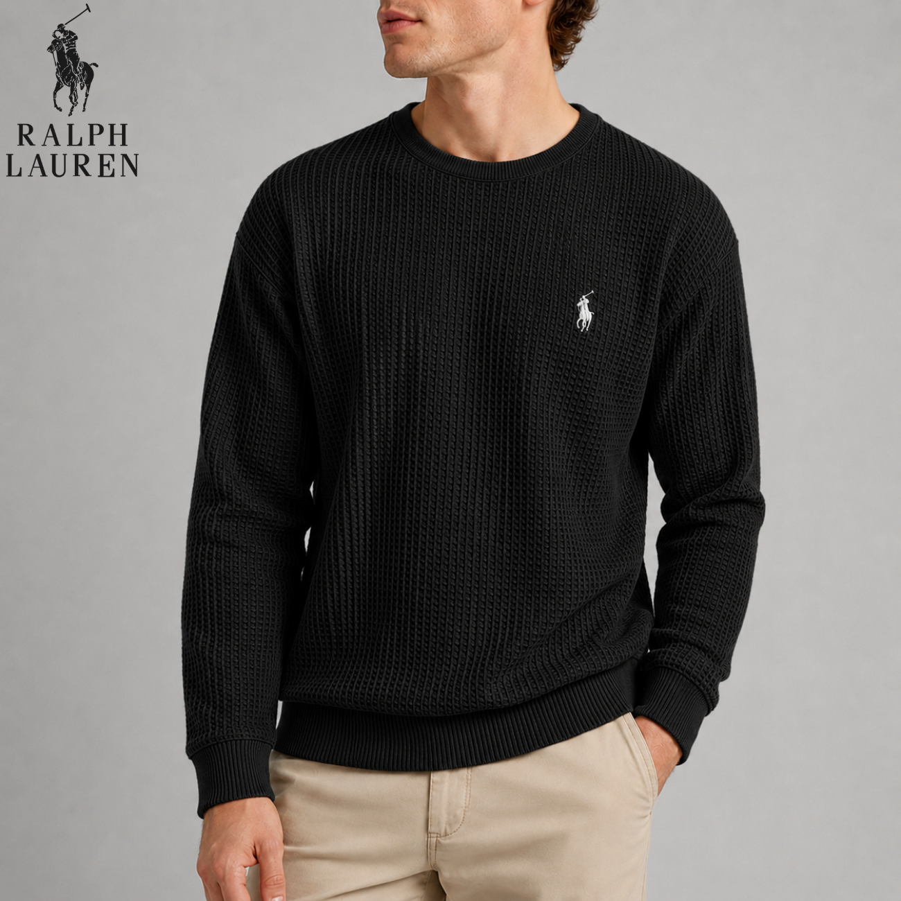 Waffle-Knit Crewneck || Utförsäljning