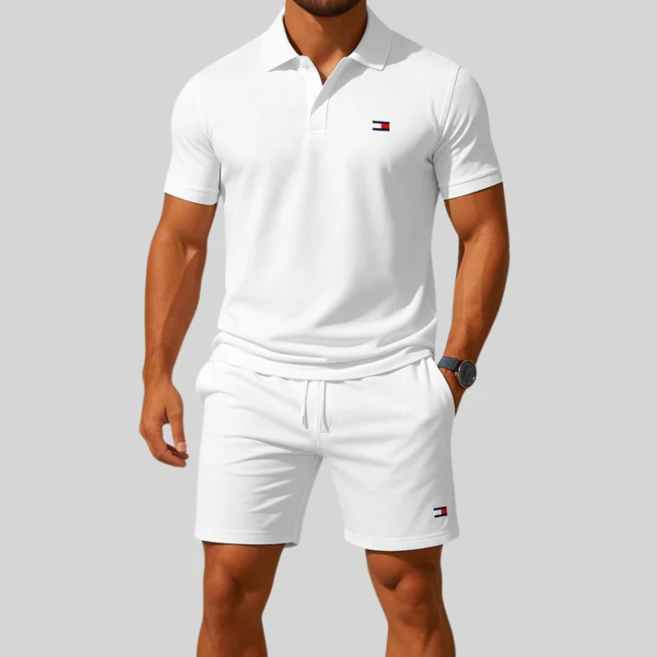 2026 Grundläggande Smal Färdig Piké & shorts set - Utförsäljningskampanj