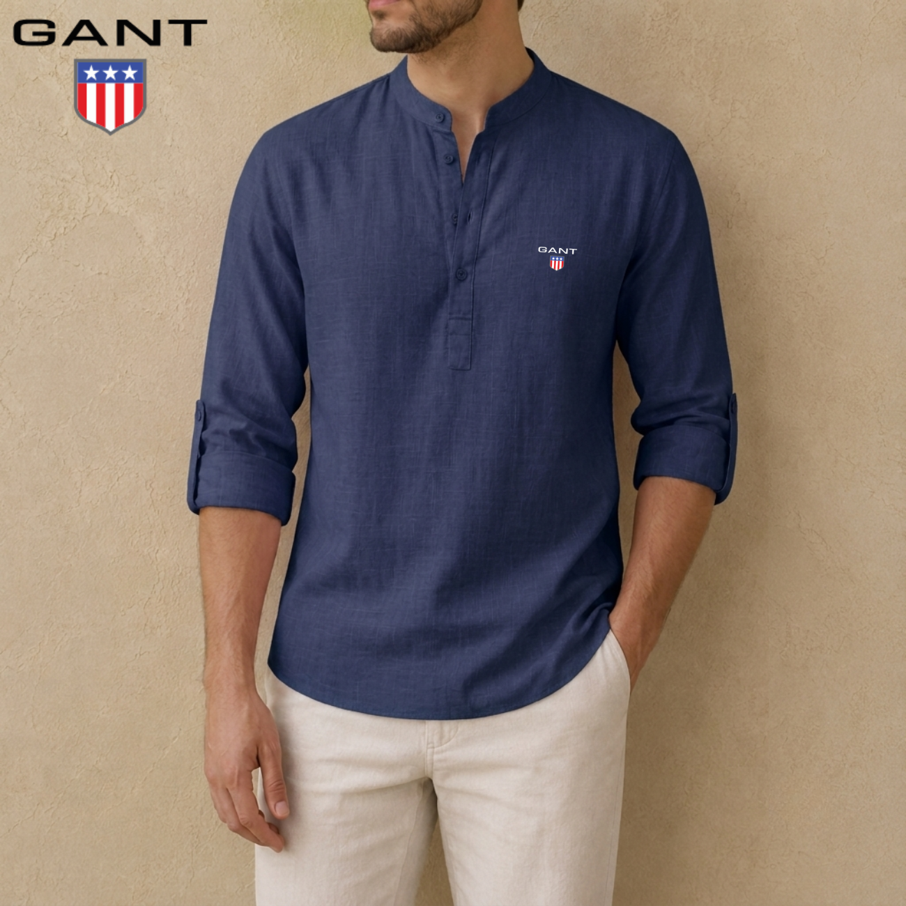 Linen Henley Skjorta || Utförsäljning