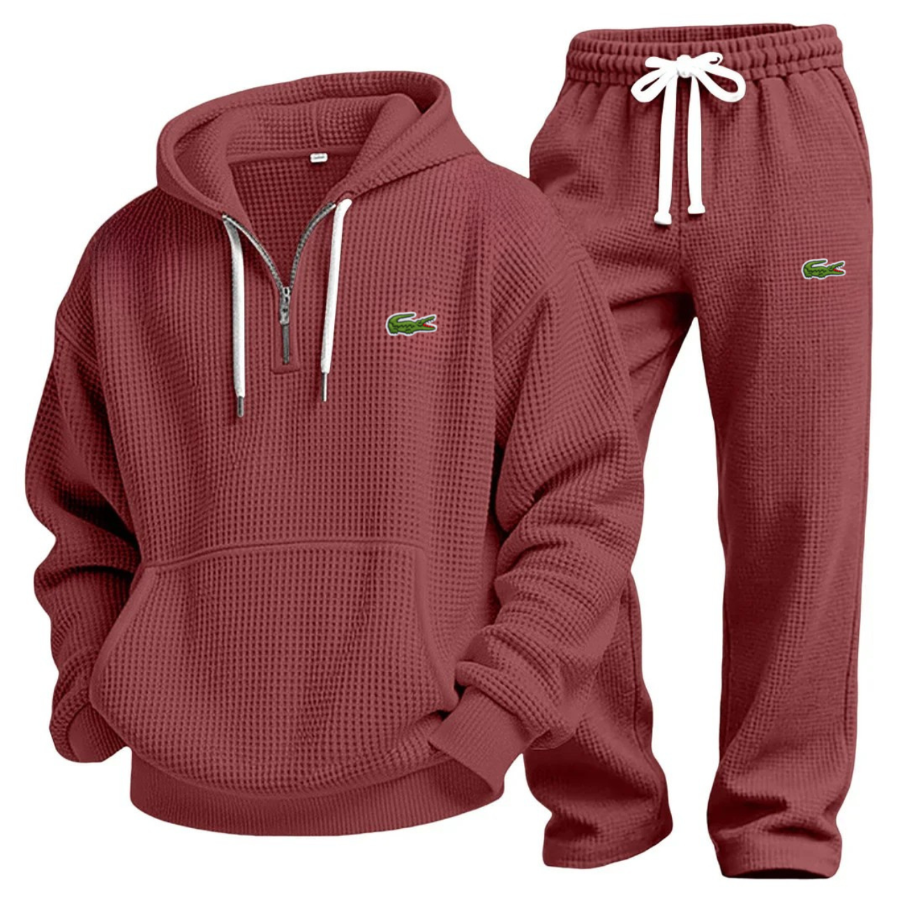Prestandaset med Våffelstickad Hoodie och Joggingbyxa - Utförsäljning