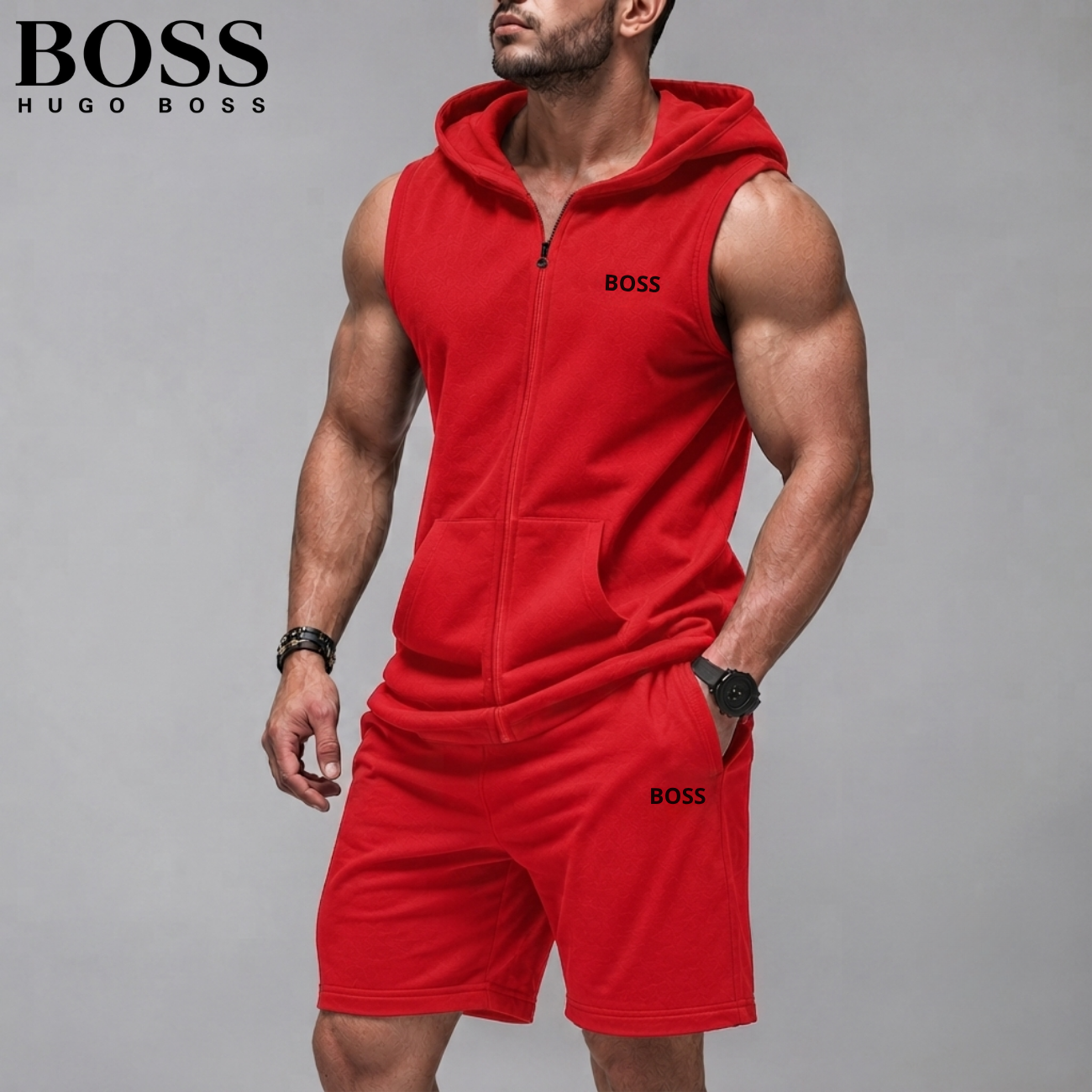 Ärmlös Hoodie & Shorts Set || Utförsäljning